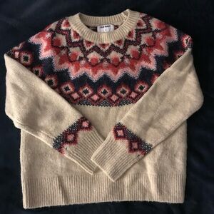 Old Navy Beige and Red Knit Sweater
